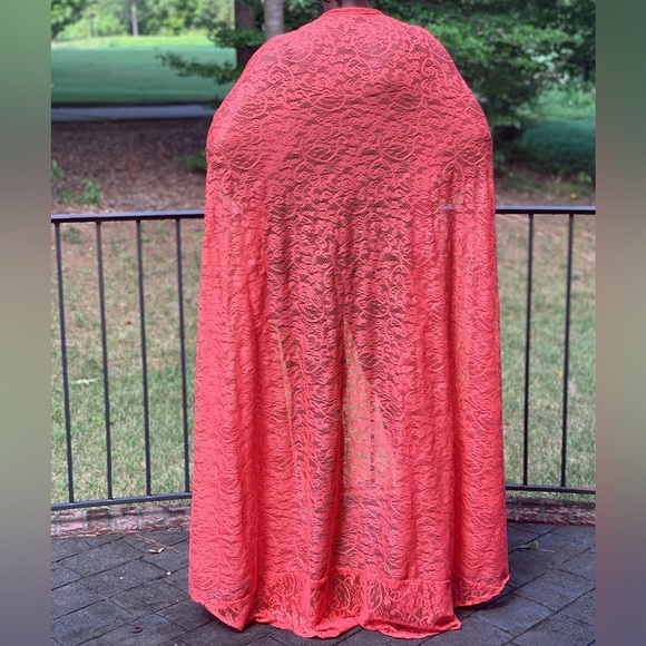 Orange Lace Open Front Handmade Kaftan Circle Maxi Dress - Picture 2 of 3